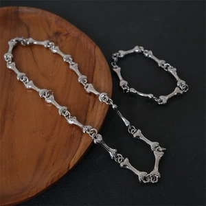 Mens Cleanfit Bone Chain Necklace Man Bracelet Unisex Jewelry Womens Necklace - Picture 1 of 21