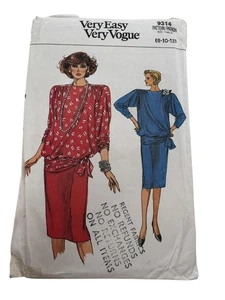 Vogue Sewing Pattern 9314 Blouson Top Wrap Straight Skirt Work Outfit 8 10 12 UC - Picture 1 of 12