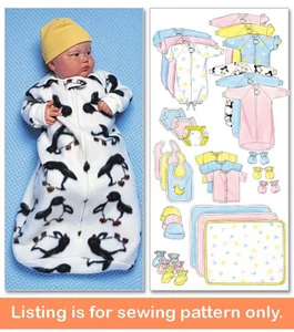SEWING PATTERN Baby Boy Girl Winter Clothes Layette Bunting Diaper Booties  5583 - Picture 1 of 3