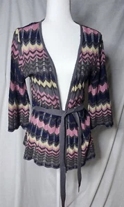 Avon Vintage Belted Chevron Knit Sweater Size Medium - Picture 1 of 7