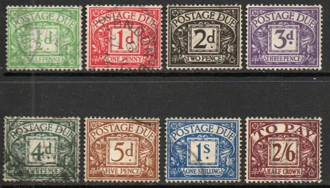 D27 - D34 1937 POSTAGE DUES SET OF 8 USED (3) Cover