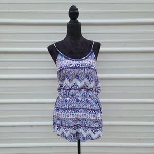 VS VICTORIA'S SECRET ROMPER PAISLEY SLEEVELESS COVER UP BLUE Tank Viscose Small - Picture 1 of 11