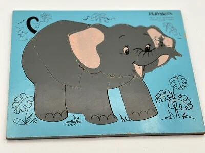 Rompecabezas de madera vintage PLAYSKOOL Elly Elephant #165-3 - 6 piezas - azul y gris Foto 1 de 4