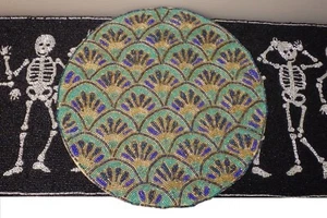 15" Round Handcrafted Beaded Peacock Placemat Charger Table Mat Centerpiece (C) - Picture 1 of 1