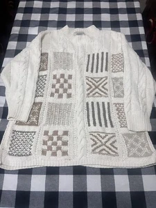 Vtg 90 Handknitted Internationale Express Size M Chunky Cable Knit Sweater Ramie - Bild 1 von 7