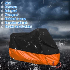 XXXXL Orange Universal Waterproof Motorcycle Bike Cover Outdoor Dust Protector - Imagen 1 de 7