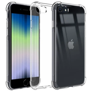 For iPhone 7/8/SE 2020/SE 3 2022 Clear TPU Crystal Case Tempered Glass Protector - Picture 1 of 12