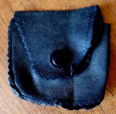 Cartera de cambio de cuero negra vintage para piezas o reparación Foto 1 de 4