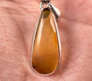 AMBER Pendant, AAA, Sterling Silver, Fine Jewelry, Healing Crystals Stones 53420 - Picture 1 of 4