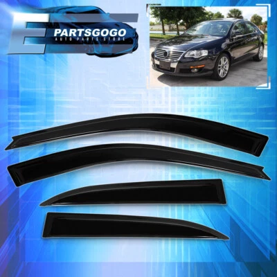 For 06-10 VW Passat B6 4 Door Tape On Wind Sun Rain Window Visor Guard Deflector Foto 1 de 4