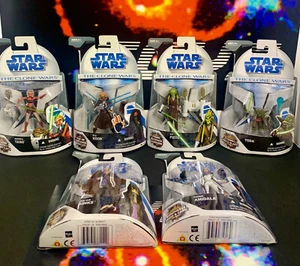 Star Wars Clone Wars 2008 JEDI LOT x 6 - No14,9,27,3,24,20 Ashoka,Fisto,Plo Koon - Picture 1 of 14