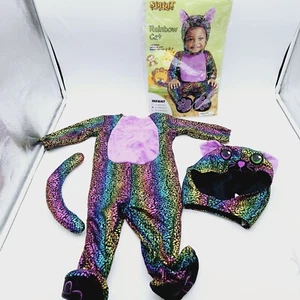 SPIRIT HALLOWEEN RAINBOW CAT  HALLOWEEN COSTUME 6/12 MONTH METALLIC CUTE!  - Picture 1 of 8