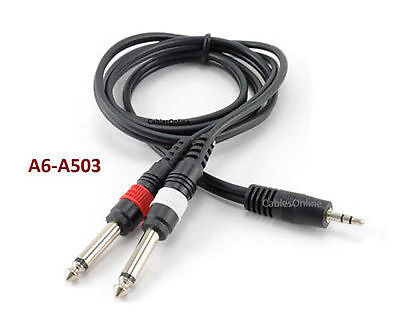 3ft 3.5mm Stereo Male to Dual 1/4 Mono Male P...