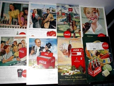 HUGE LOT  352  COKE,  COLA COLA   ADs  1930 - 1970s - Image 1 of 4