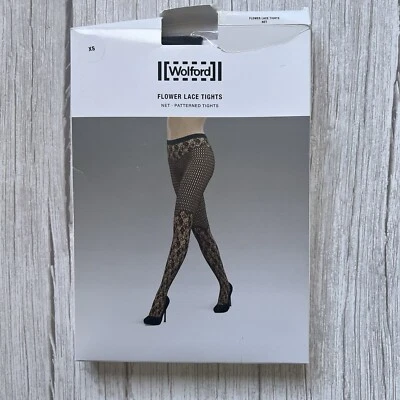 Колготки Wolford ЦВЕТОЧНЫЕ КРУЖЕВНЫЕ XS черные - Изображение 1 из 2