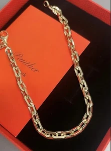 14k Real Thick Gold Byzantine Link Bracelet, French Round Byzantine Chain 4.2mm - Picture 1 of 10
