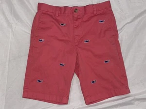 Boys Kids Vineyard Vines Whales Coral Jersey Red Flat Front Shorts Size Youth 14 - Picture 1 of 5