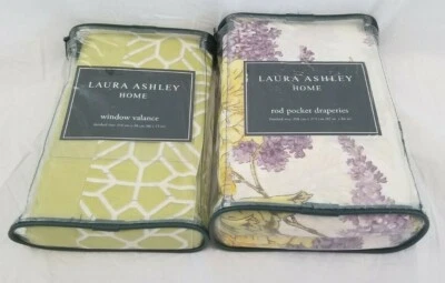 Paneles de cortina, lazos y cenefa Laura Ashley Home Whitaker de 5 piezas $160 nuevo en paquete Foto 1 de 4