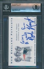 Robert Kraft Signed Patriots Business Card Beckett Authentic Autograph *3237