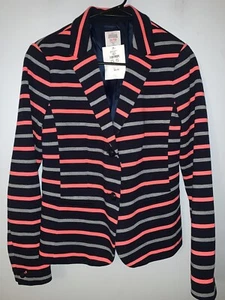 GAP The Modern Blazer - Navy Blue Pink & Grey Striped Casual Jacket. Size 8. New - Picture 1 of 6