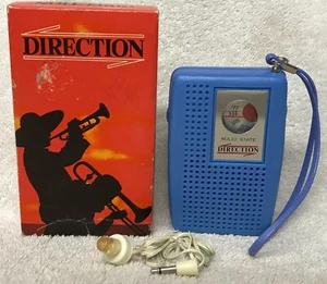 Nuevo Stock Antiguo Vintage Años 60 DIRECCIÓN Modelo 1060 Azul AM Transistor Radio con Caja - Imagen 1 de 9