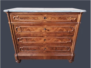 CASSETTONE IN NOCE CON PIANO MARMO INTEGRO E ORIGINALE EPOCA 800' OTTIMO STATO - Foto 1 di 24