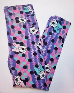 Leggings LuLaRoe OS MOUSE MINNIE con fiocco viola rosa Disney taglia unica 2-10 nuovi con etichette - Foto 1 di 6