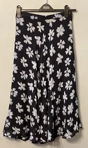 M&S St Michael Blue Chiffon Floral Midi Length Skirt Size 10 (8/10) - Picture 1 of 4