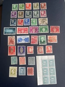 NORWAY STAMPS From ALBUM PAGES 1922-1969, Used 36 Stamps & New 1 Block Of 6 - Picture 1 of 12