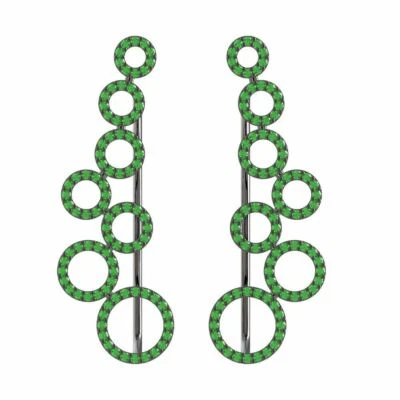 1.86 克拉铺面铬透镜 925 纯银耳扣 母亲节礼物 珠宝首饰 — 第 1/3 张图片