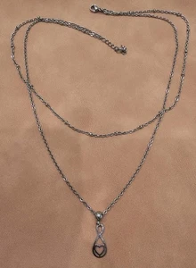 Silver Tone Chain Double Necklace Adjustable 15.75 To 17.25 In Jewelry 4 Pendant - Picture 1 of 16