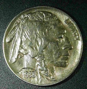 1938-D BUFFALO NICKEL AU - Picture 1 of 2