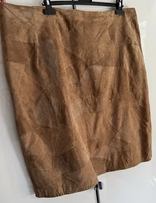 Genuine Leather Midi Skirt Size 24 - Beautiful Brown Skirt - Image 1 of 4