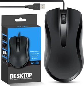 Wired USB Mouse, 3-Button Optical Mouse with 1000 DPI Tracking, Ergonomic... - Picture 1 of 6