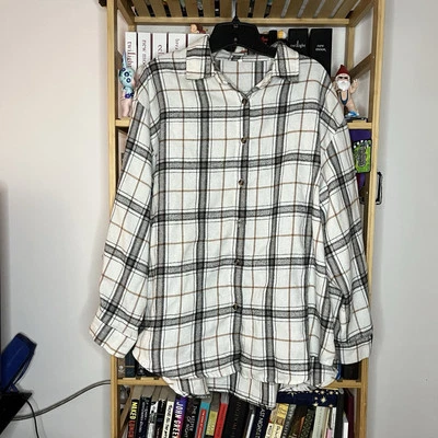 Vintage White Plaid Flannel Size XL - Image 1 of 3