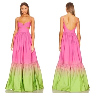 Maxi Vestido Sau Lee Nova Recortado Rosa Chartreuse Verde Ombre Talla 2 - Imagen 1 de 12
