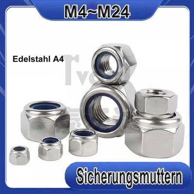 Sicherungsmuttern Selbstsichernde Muttern Edelstahl Stoppmuttern DIN 982 A4 V4A - Bild 1 von 2