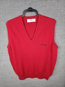 Pringle Wool Sweater Vest Mens Size L Large Vintage Red Jumper Made in Scotland - Picture 1 of 8