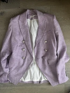 Veronica Beard NEU Lavendel Blazer Fischgrätmuster mit gestreiftem Futter Größe 2 - Bild 1 von 16