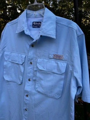 Bimini Bay Fishing Shirt Blue M Vented Pockets UPF Short Sleeve Outdoor - Image 1 of 4