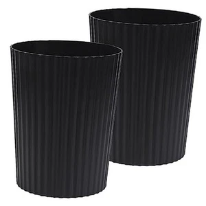 Piccolo Pattumiera Cestino Plastica Rotondo Spazzatura 1,8 Galloni, Confezione da 2 Nero - Foto 1 di 7