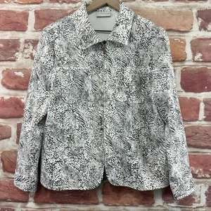 VTG Drapers & Damons Blazer Womens LP White Multicolor Animal Abstract Jacket - Picture 1 of 8