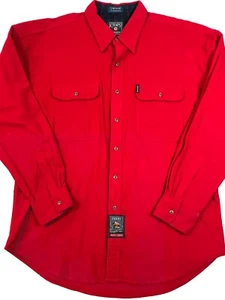Chaps Ralph Lauren Men's Button Shirt XL Long Sleeve Red Micro Fleece Pockets - Picture 1 of 11