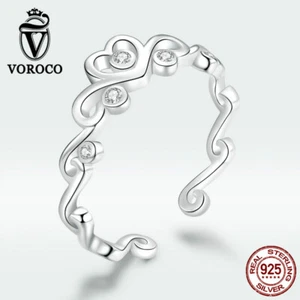Anillo Voroco Fino Circonio Circonio Corona de Amor S925 Plata Esterlina para Dama Joyería - Imagen 1 de 11