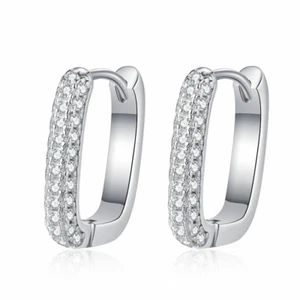 0.42ct Real Moissanite Hoop Earrings Women Solid 925 Sterling Silver Pass Tester - Picture 1 of 9