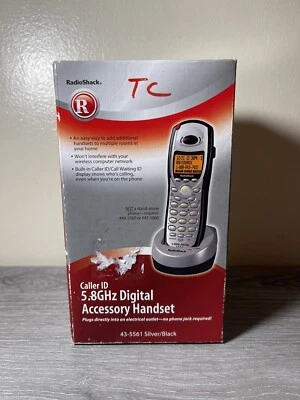Radio Shack 5.8 GHz Digital Accessory Handset And Base-43-5561-New In Box-Silver — 第 1/3 张图片
