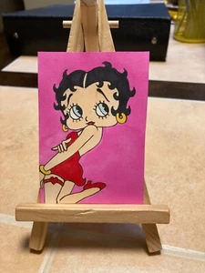 ACEO Original Mixed Media Painting Art Card ATC Cartoon Betty Boop 3 - Picture 1 of 1