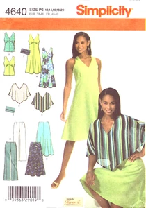 Simplicity 4640 ~ Misses Dress Or Top-Skirt-Pants-Poncho-Purse Sizes 12 -20 - Imagen 1 de 5