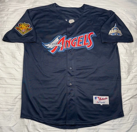 ANGELS JERSEY #27 MIKE TROUT SIZE M-2XL STITCHED THROWBACK 2001 NAVY Cover