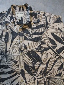 Cooke Street Hawaiian Reverse Print Camp Shirt Mens Medium Beige Black Tribal - Picture 1 of 15
